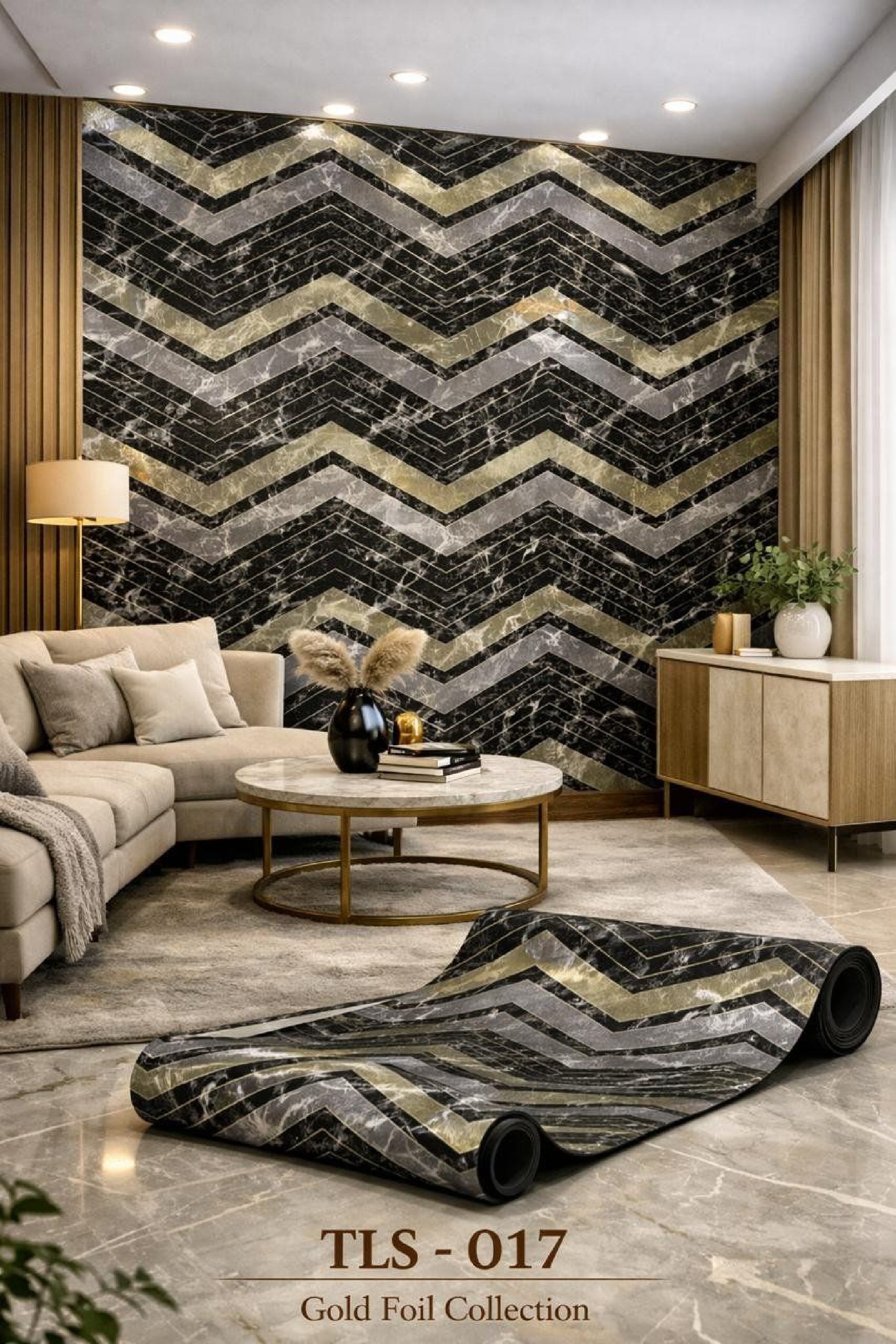 Gold Foil UV Marble Sheets (size 10 x 4 Feet) TLS017