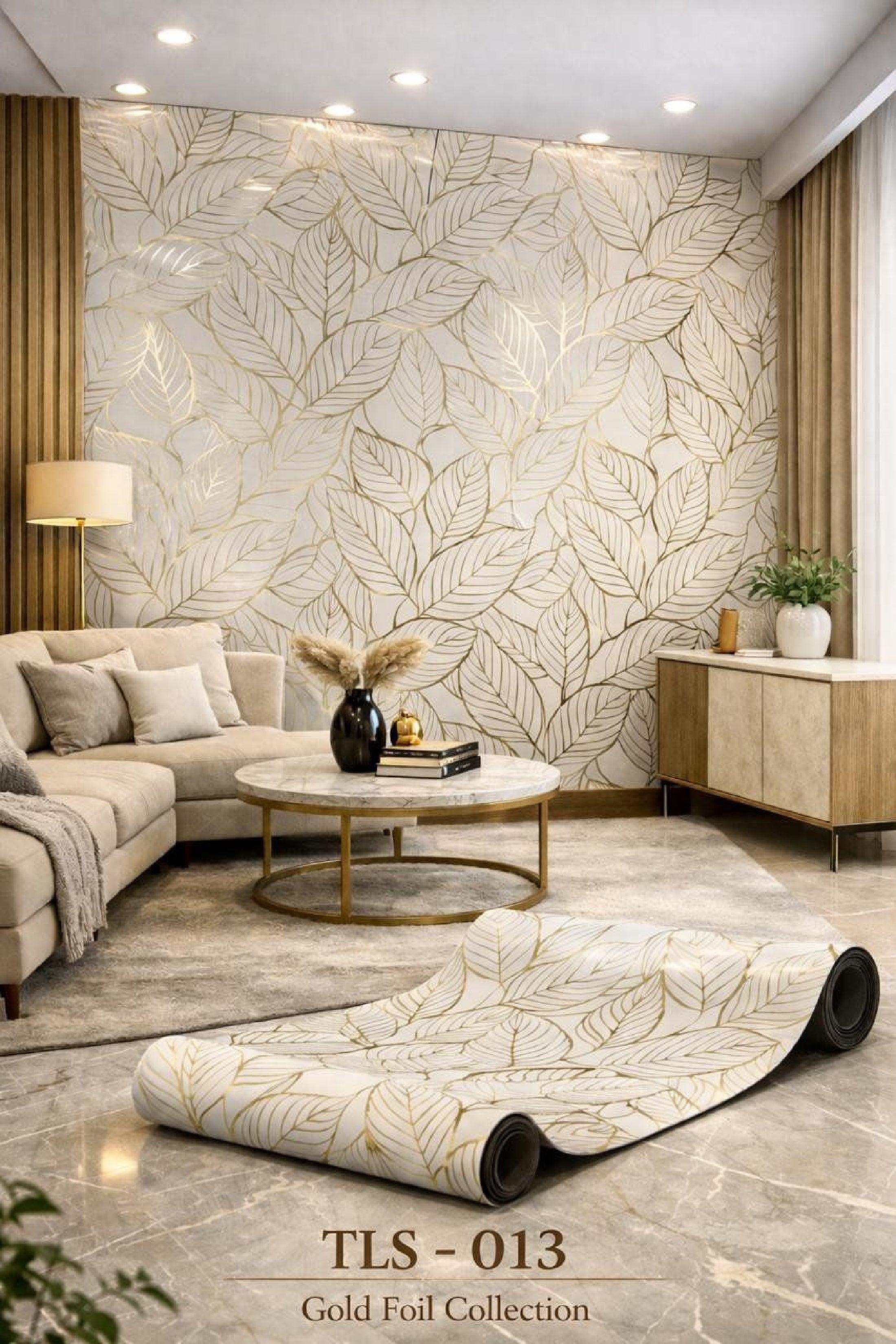 Gold Foil UV Marble Sheets (size 10 x 4 Feet) TLS013