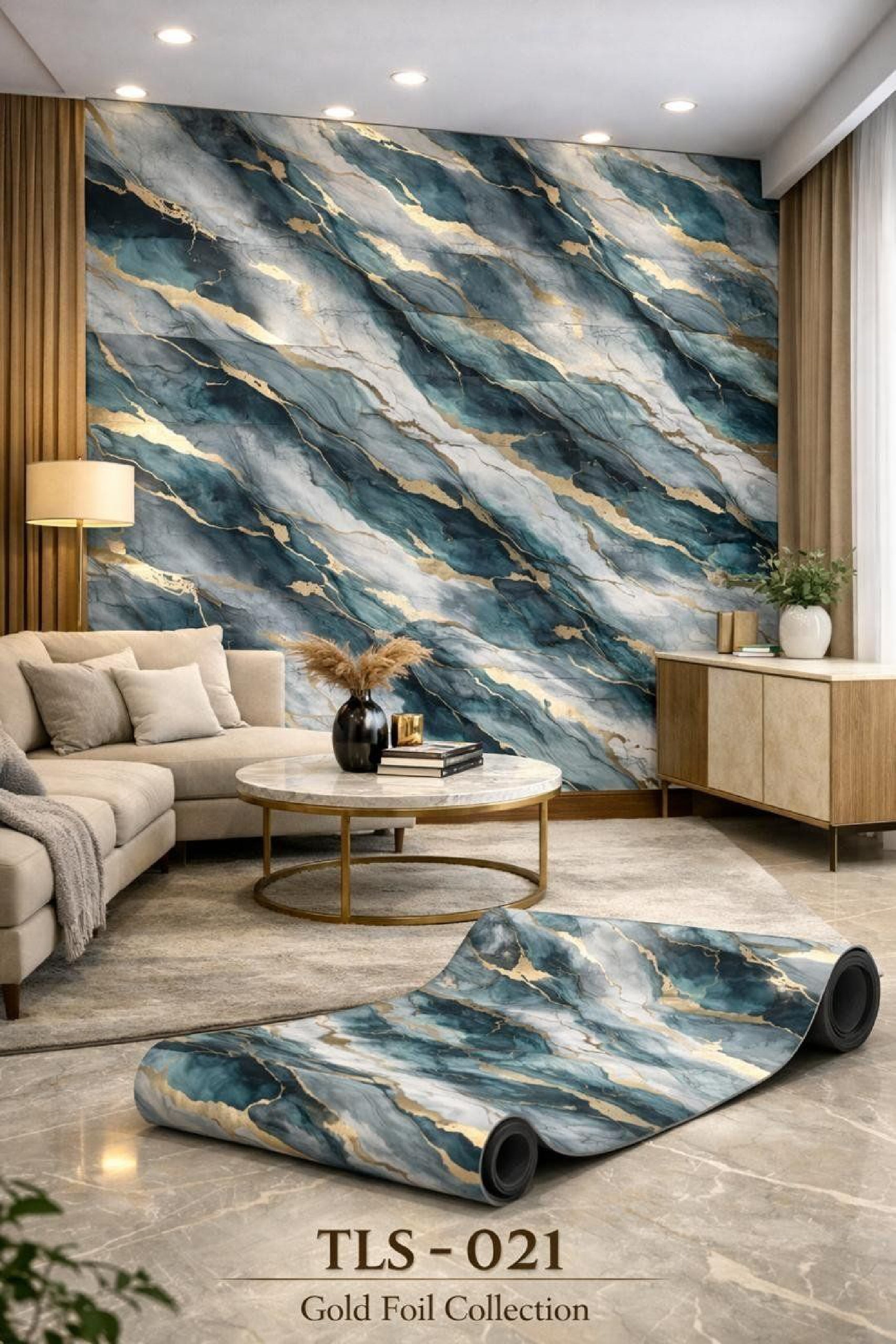 Gold Foil UV Marble Sheets (size 10 x 4 Feet) TLS021