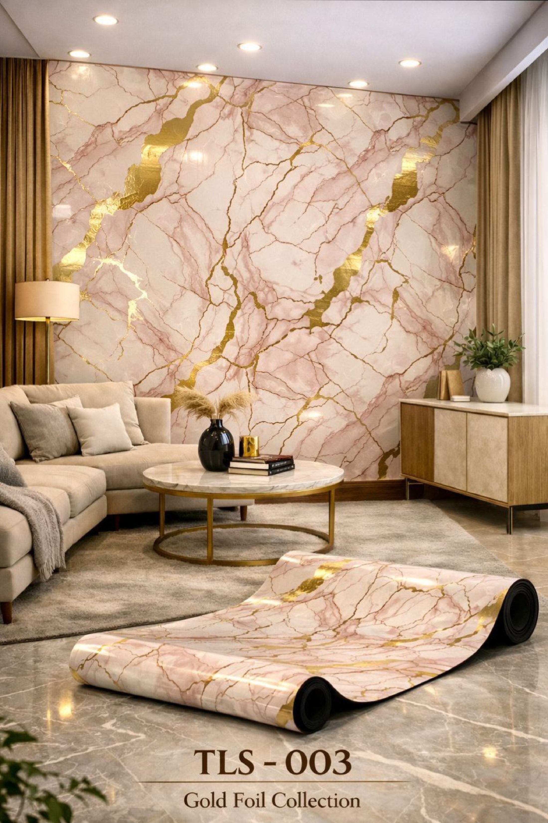 Gold Foil UV Marble Sheets (size 10 x 4 Feet) TLS003