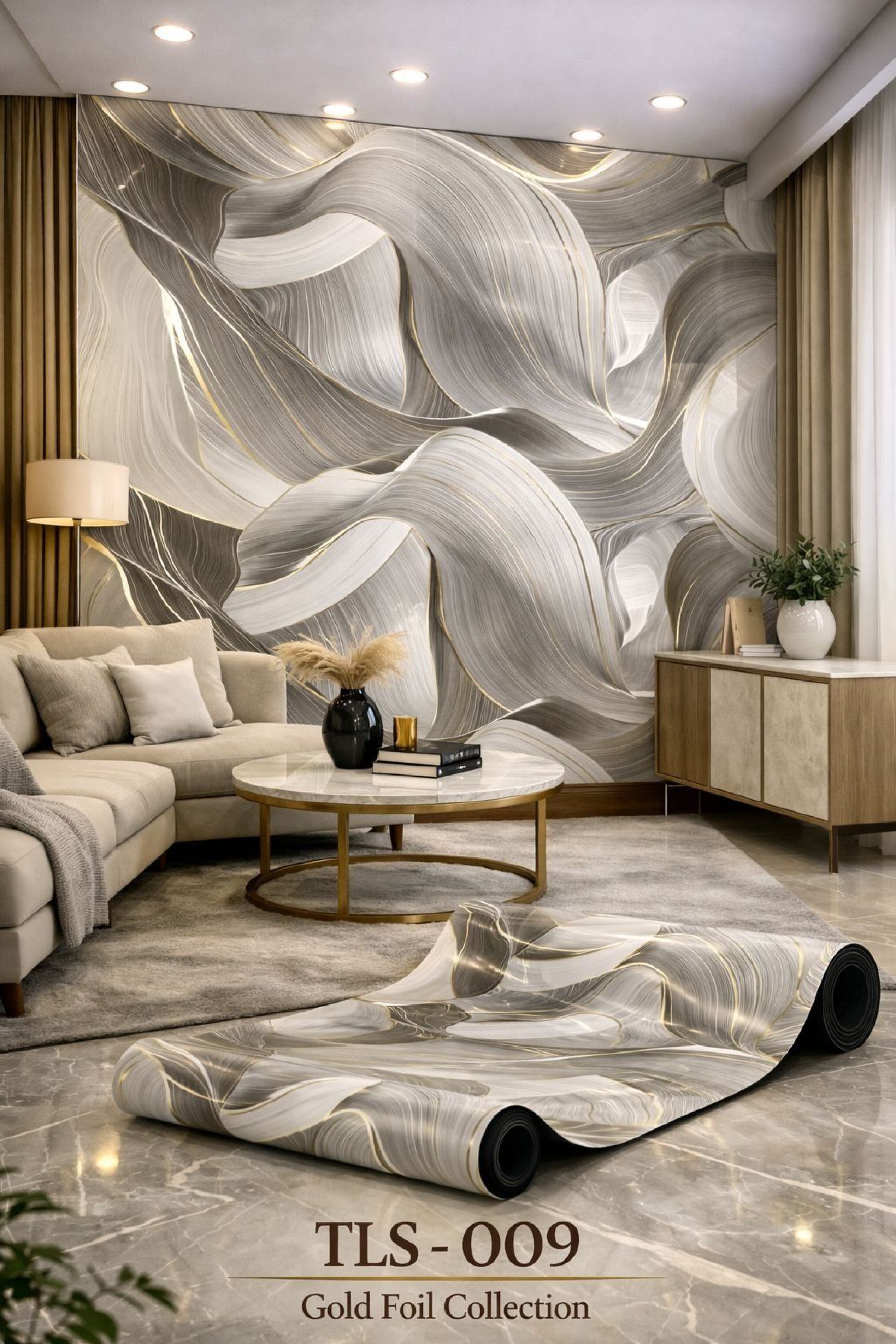 Gold Foil UV Marble Sheets (size 10 x 4 Feet) TLS009