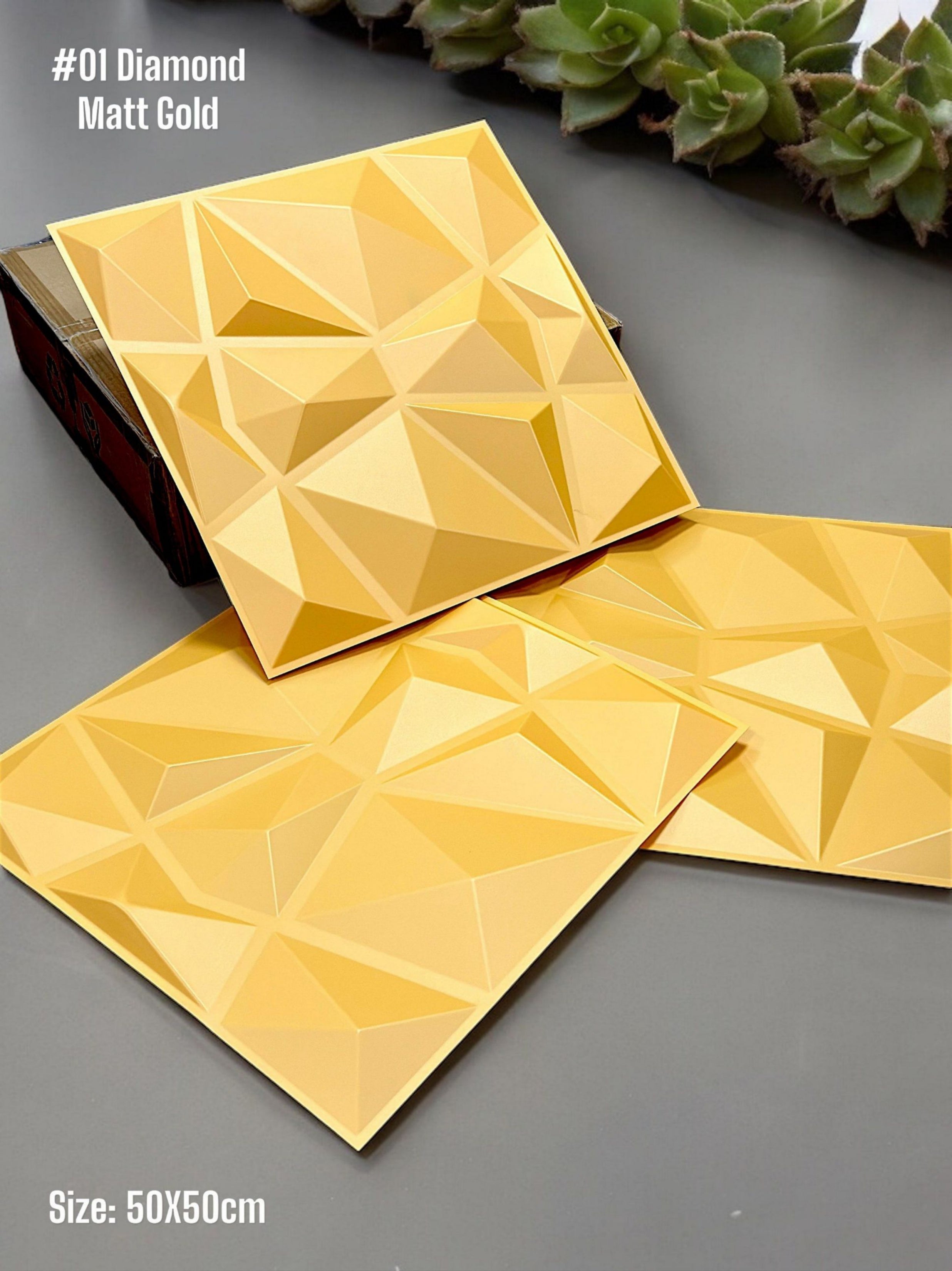 #01 Diamond Embossed 3D PVC Wall Panel - 5 Colors - (Size 50*50cm)