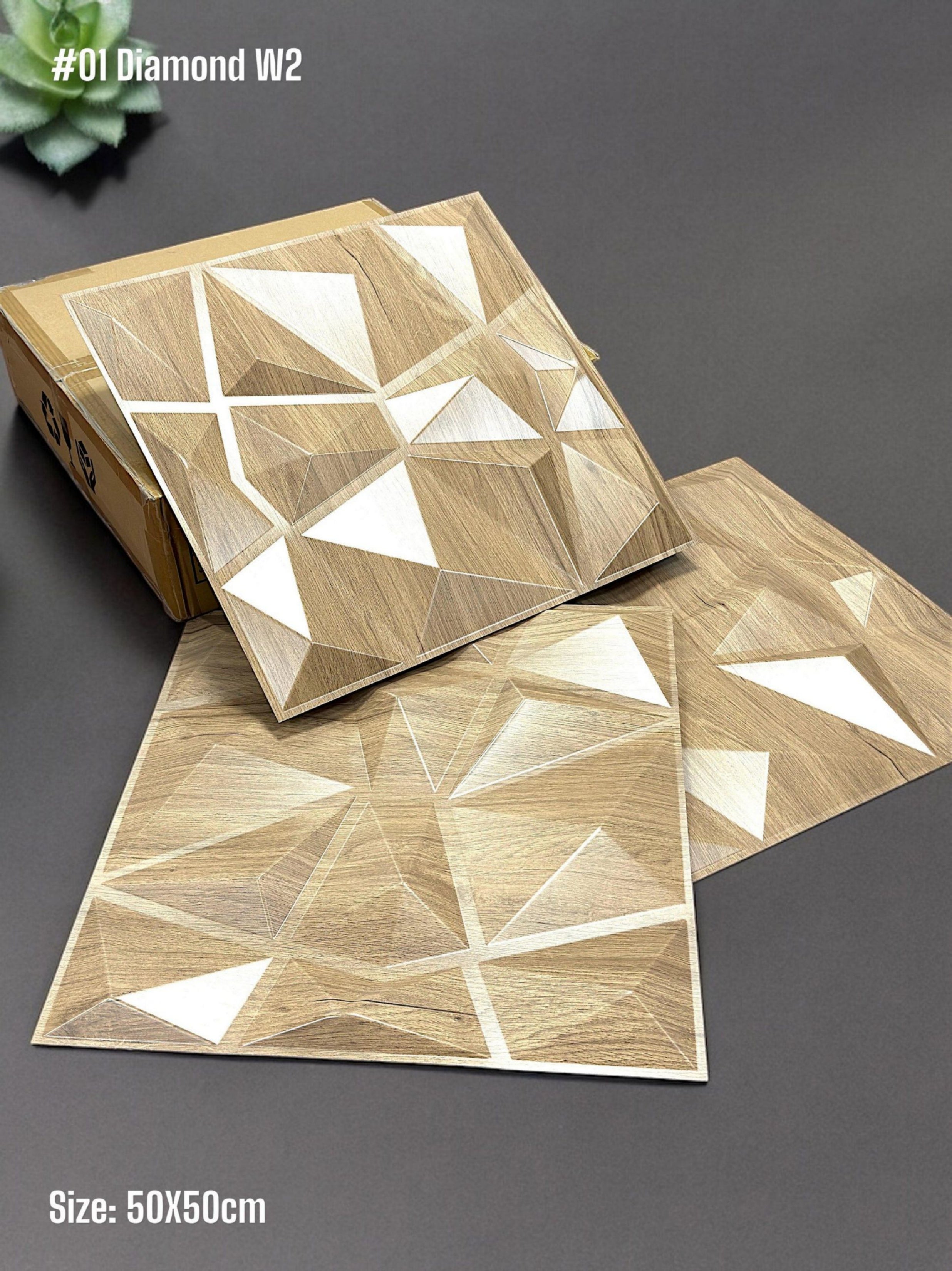 #01 Diamond Embossed 3D PVC Wall Panel - 5 Colors - (Size 50*50cm)