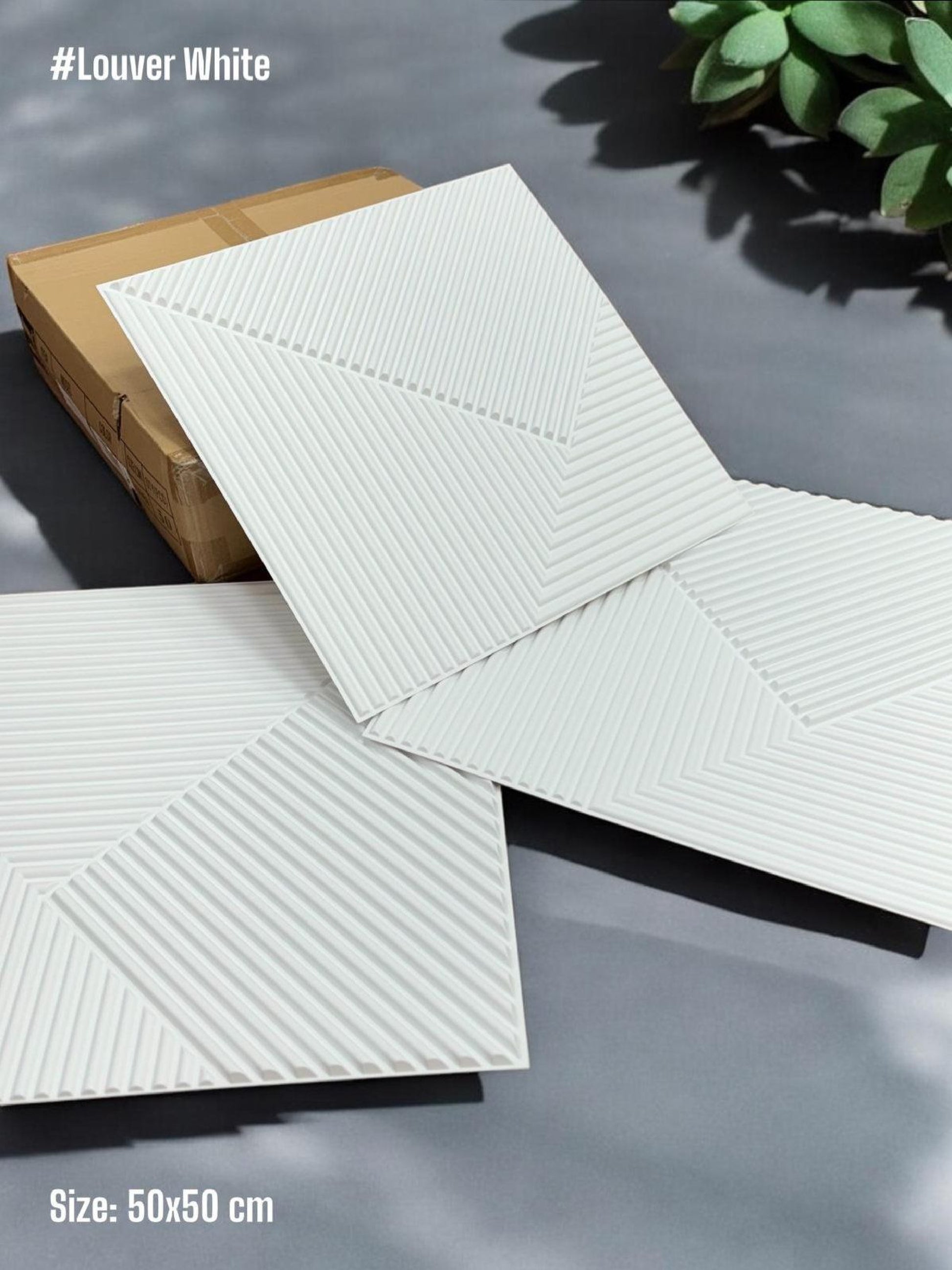 PVC Louvre Wall Panels (Box of 50pc) - 3 colors - (Size 50*50cm)