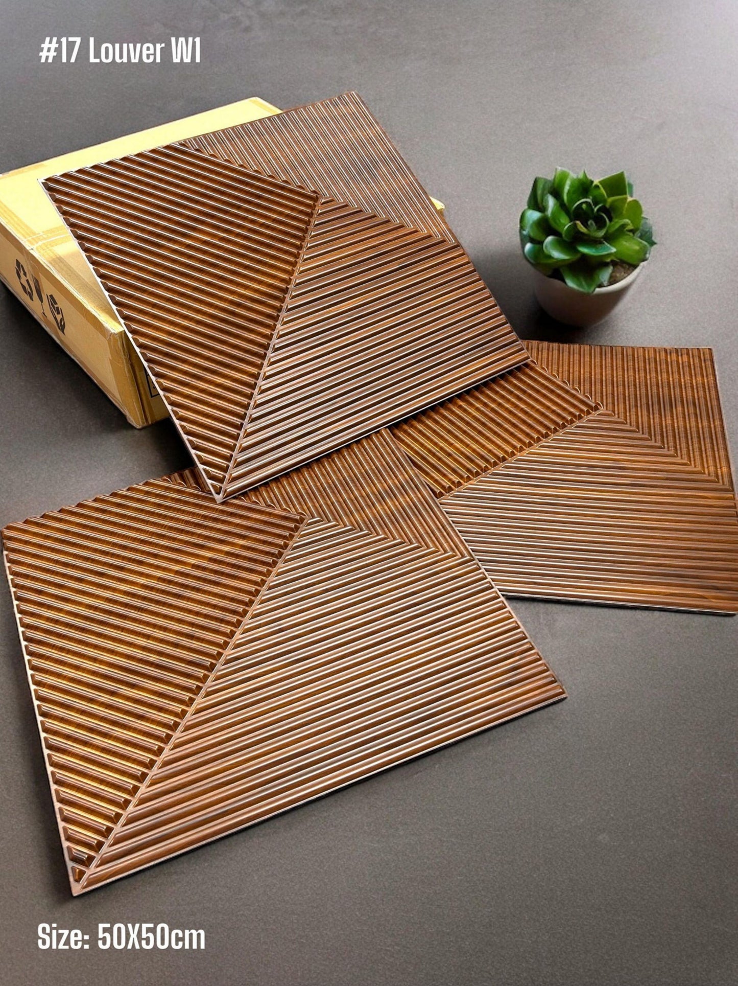 PVC Louvre Wall Panels (Box of 50pc) - 3 colors - (Size 50*50cm) SWASTIK CREATIONS The Trend Point