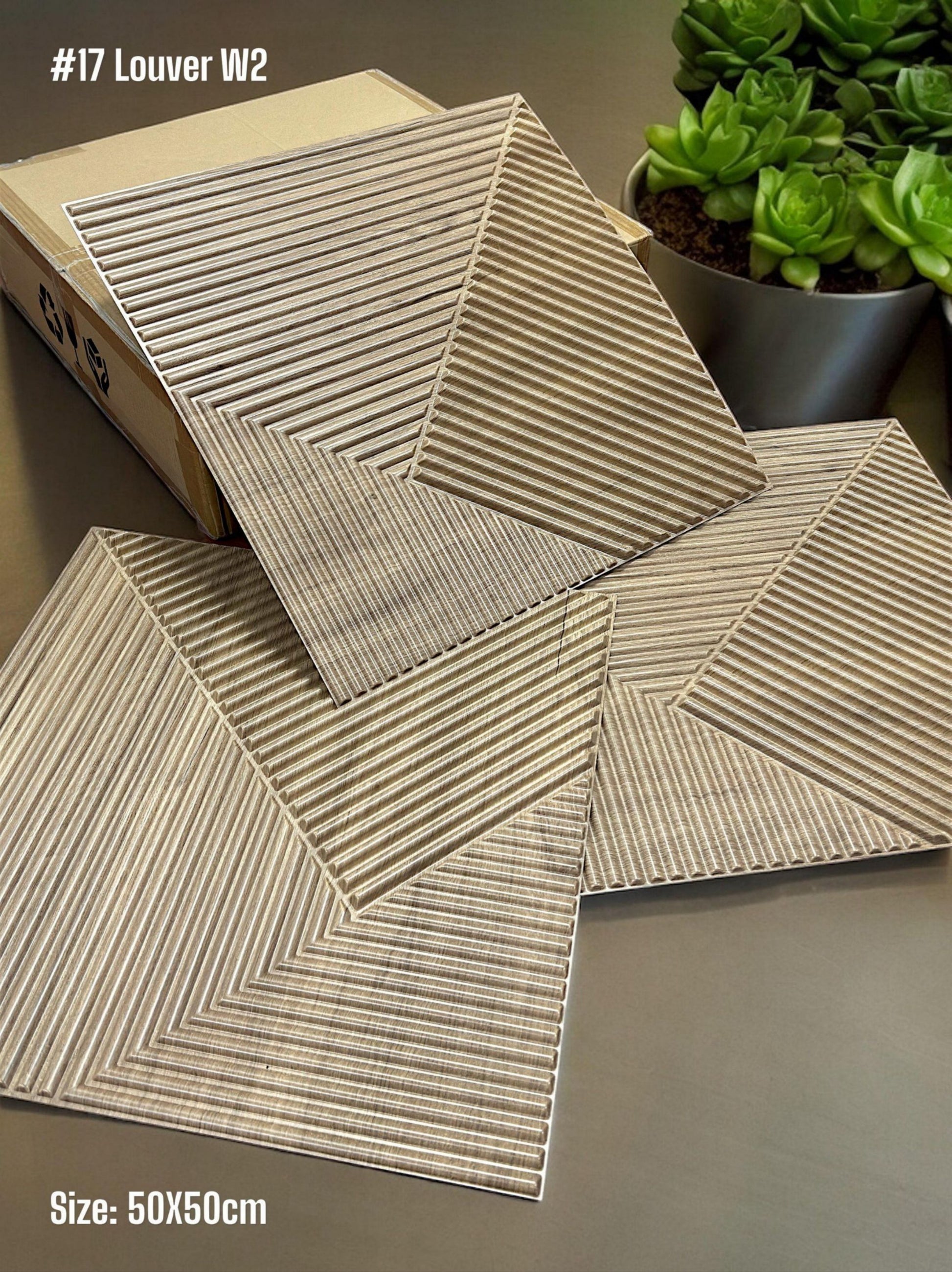 PVC Louvre Wall Panels (Box of 50pc) - 3 colors - (Size 50*50cm)