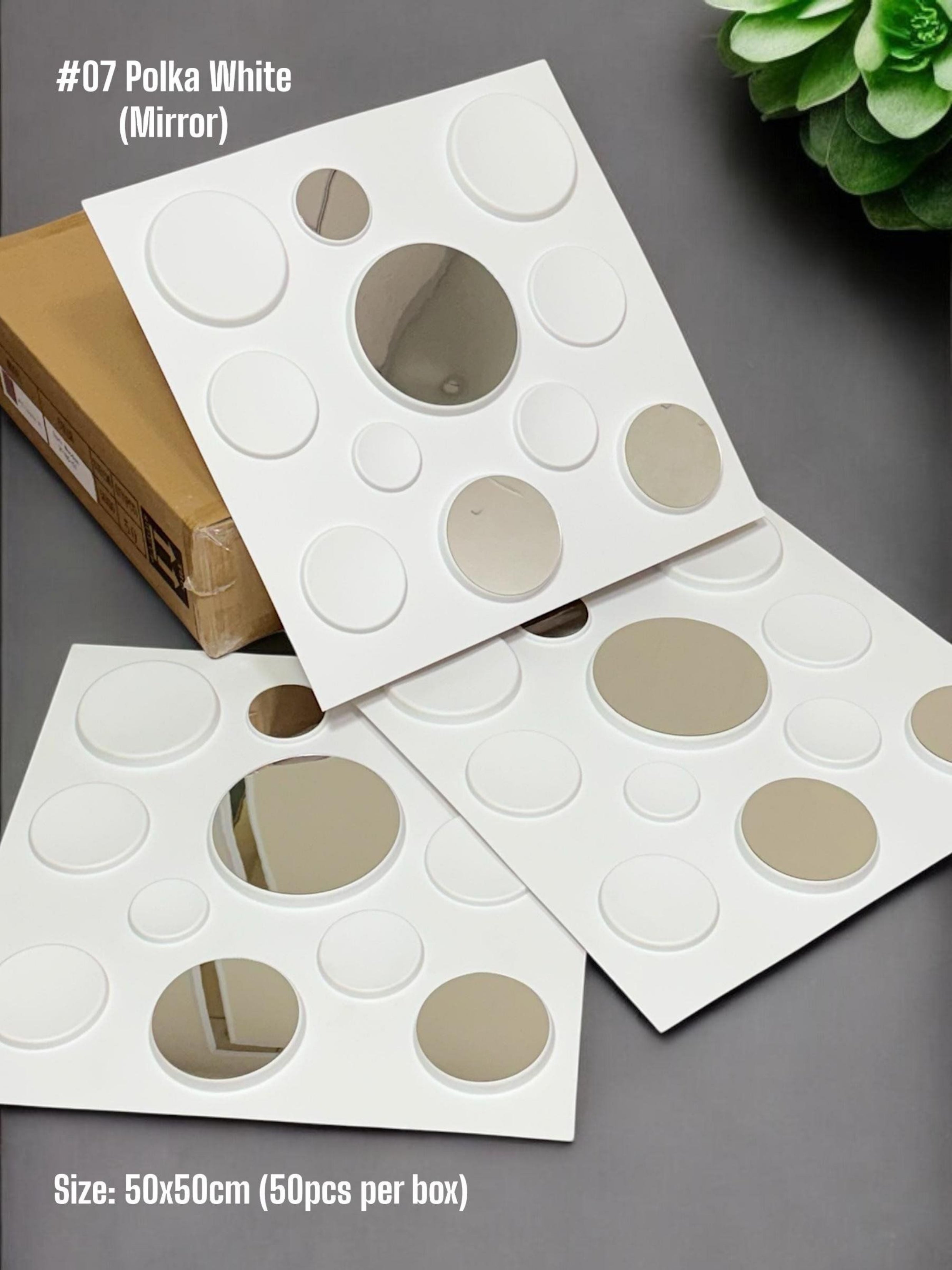 #07 Polka Dots 3D PVC Panel (Mirror) - 5 colors option - (Size 50*50cm)
