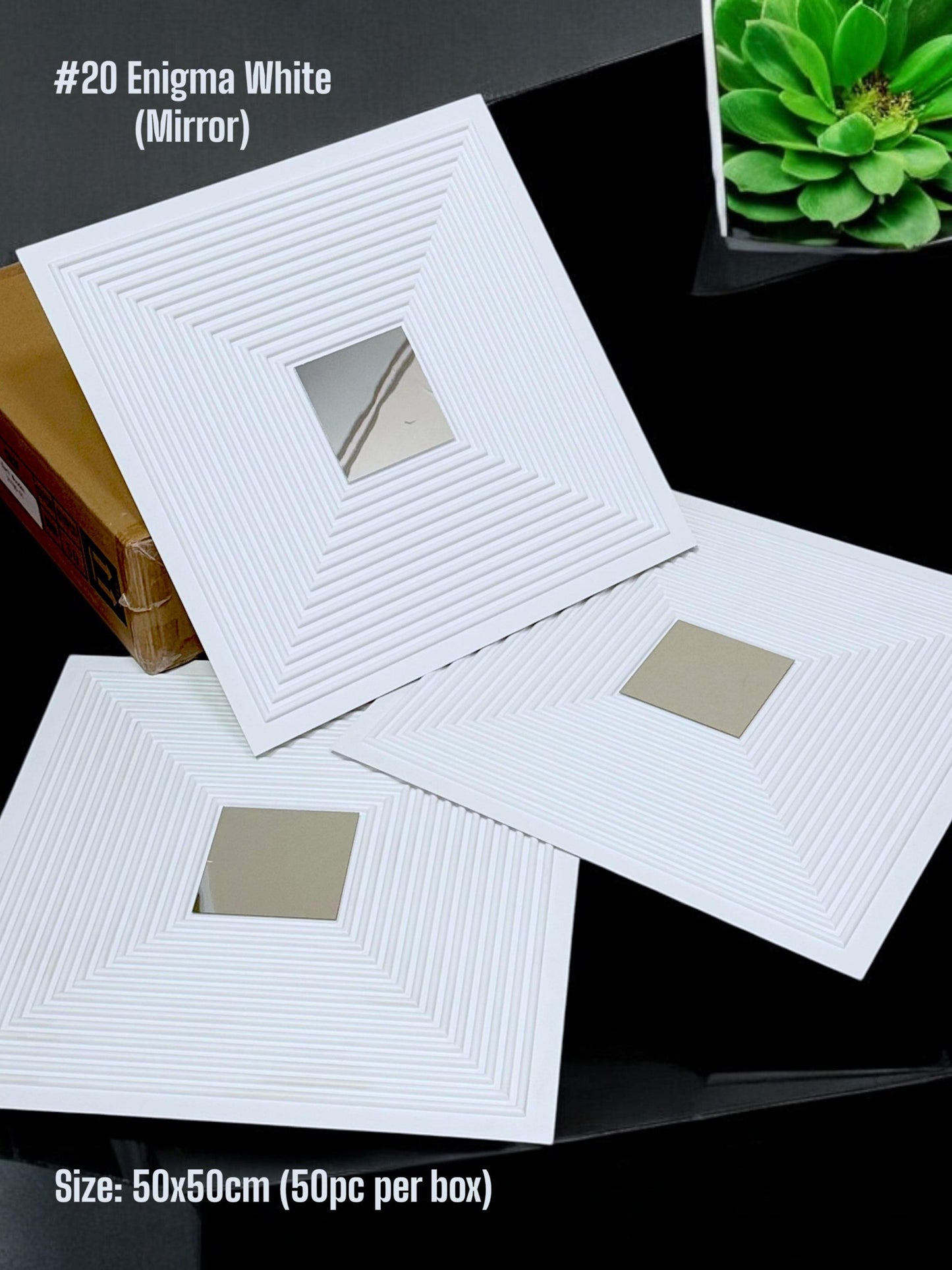 #20 Enigma 3D PVC Mirror Panel (Box of 50pcs) - 4 colors option - (Size 50*50cm) SWASTIK CREATIONS The Trend Point