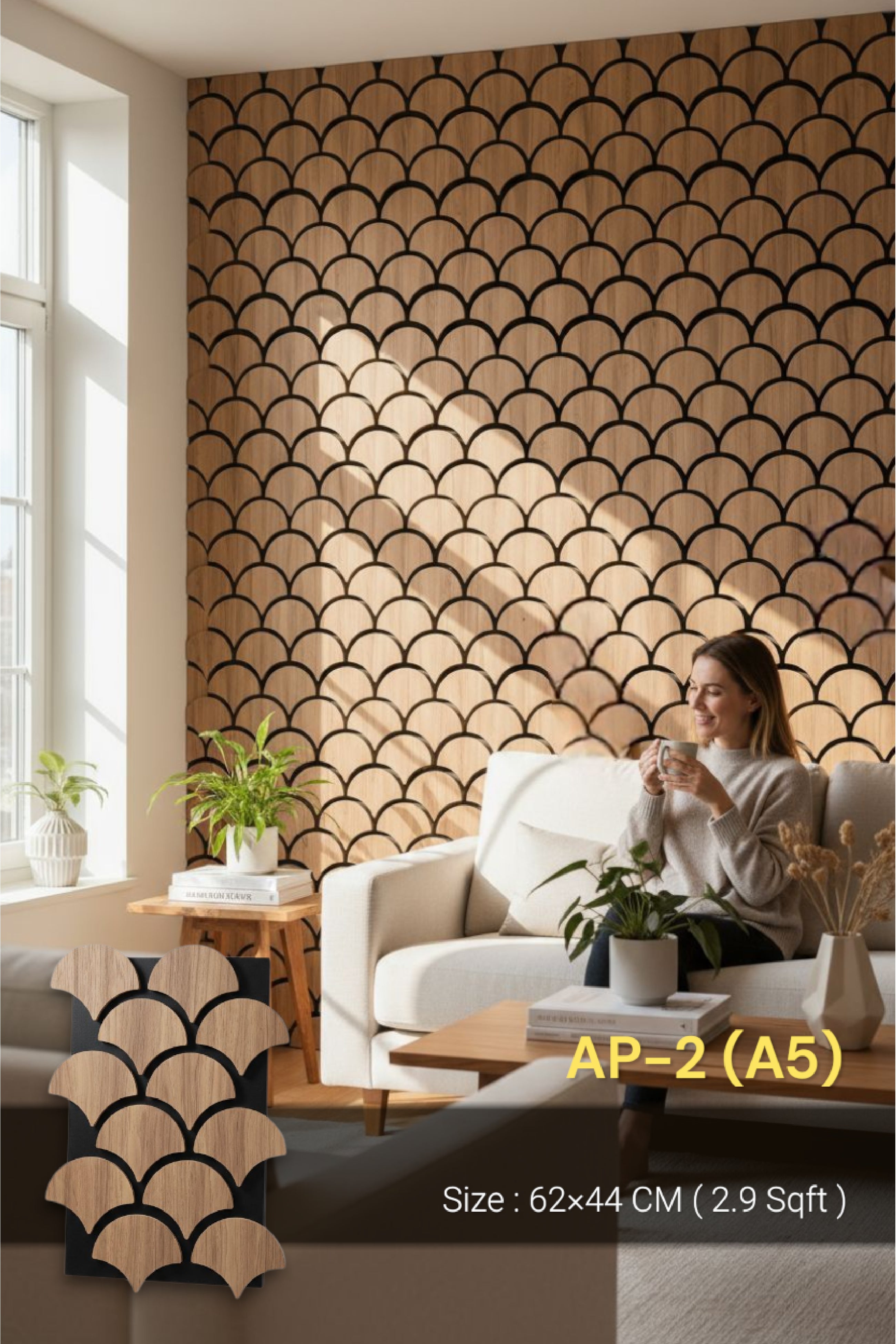 #AP-2(A5)- ACOUSTIC WOODEN PANEL- 11mm thickness - 1 panel Covers 2.9 sqft