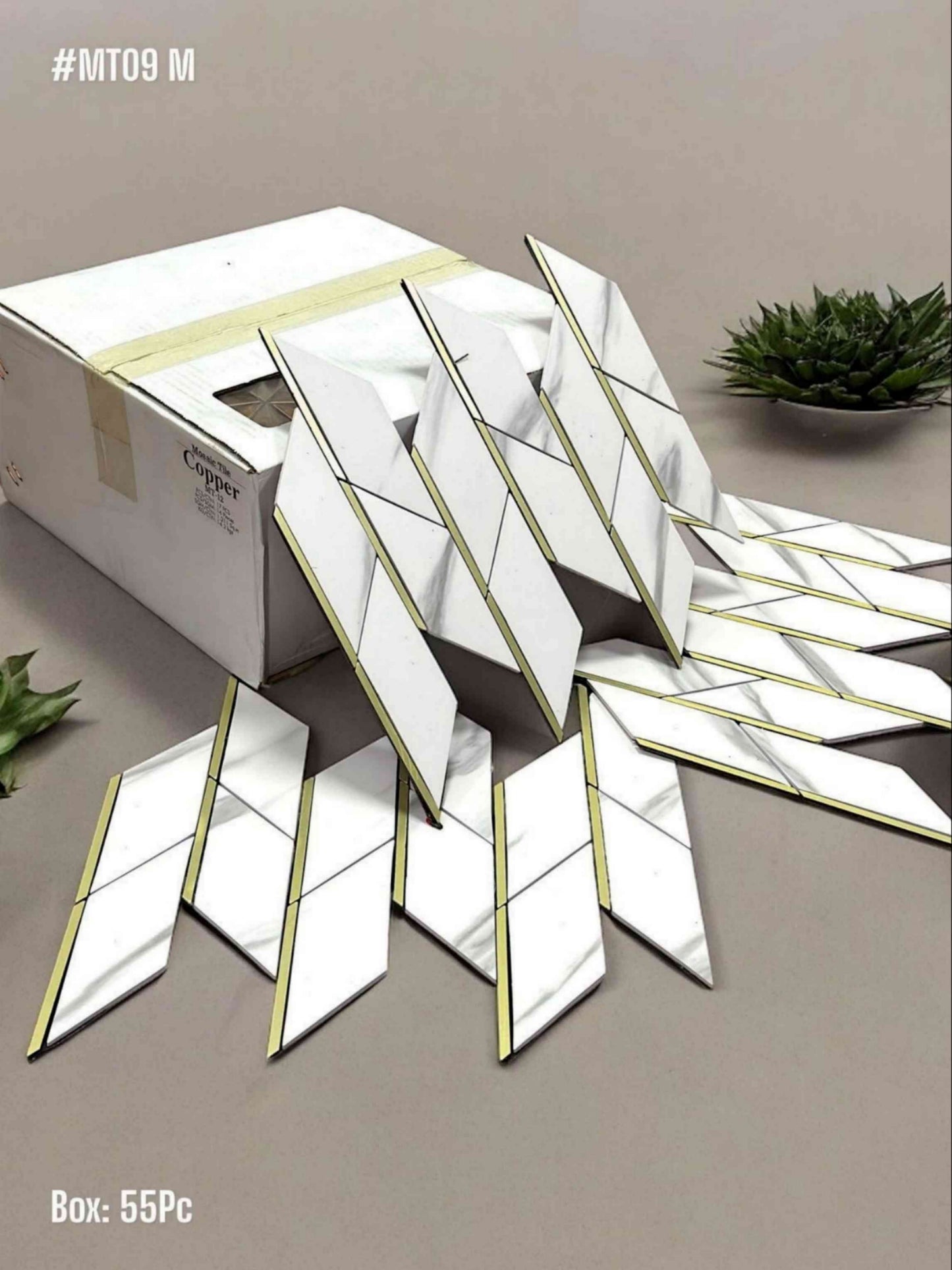 White Self Adhesive Mosaic Tile (Box of 55 Pcs) SWASTIK CREATIONS The Trend Point