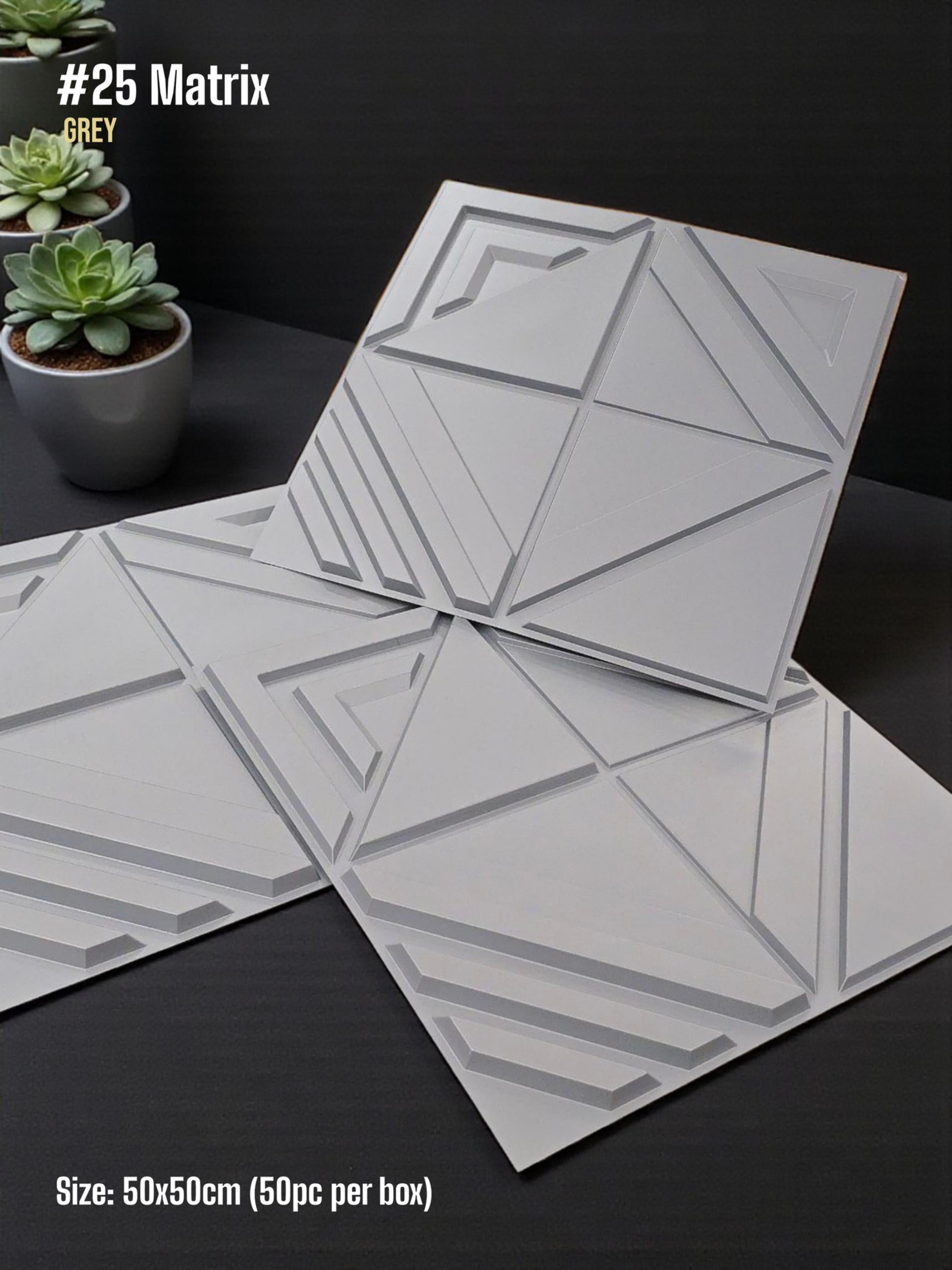 #25 Matrix 3D PVC Without Mirror Panel - 5 colors option - (Size 50*50cm)