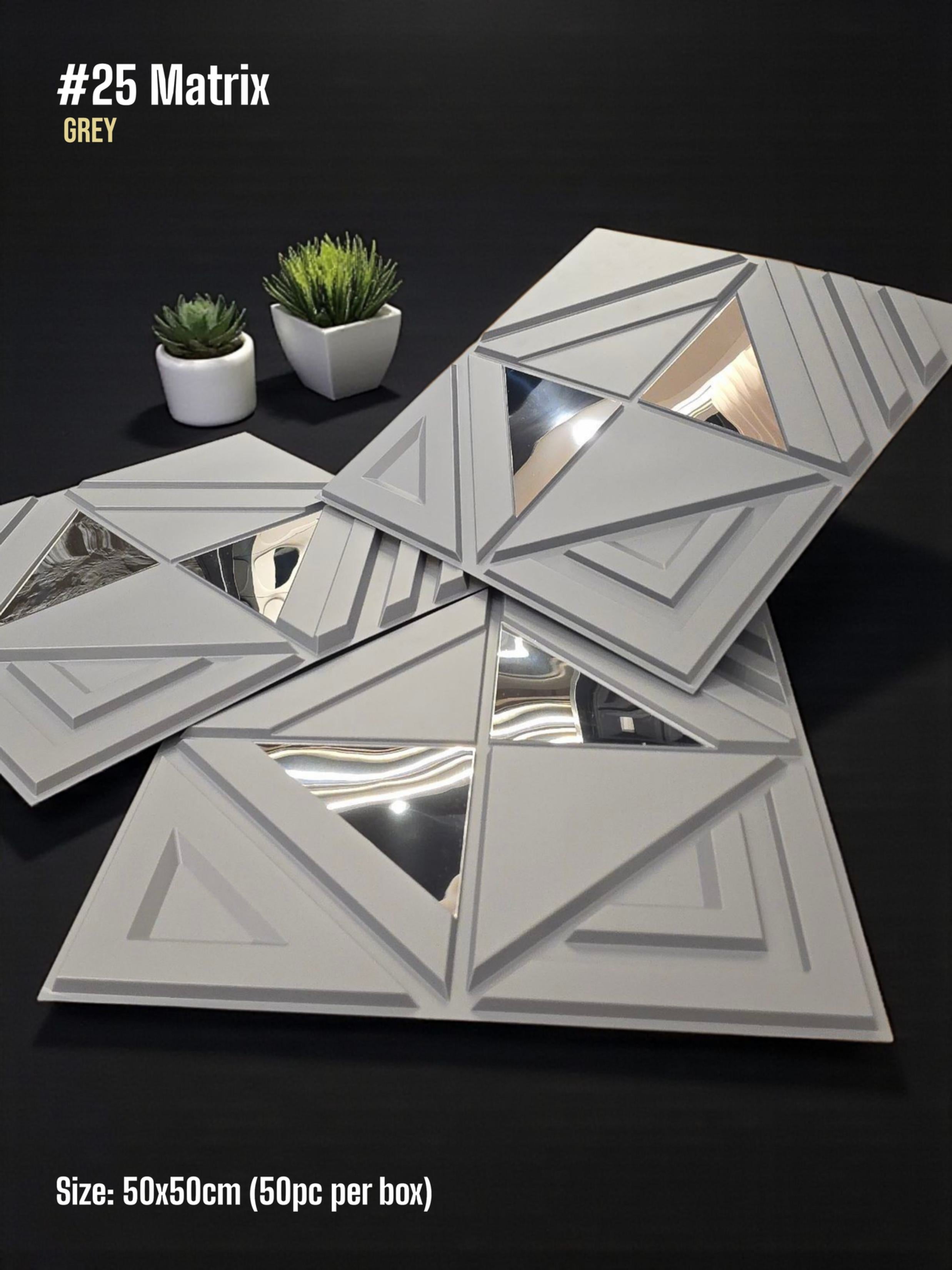#25 Matrix 3D PVC Mirror Panel - 5 colors option - (Size 50*50cm)