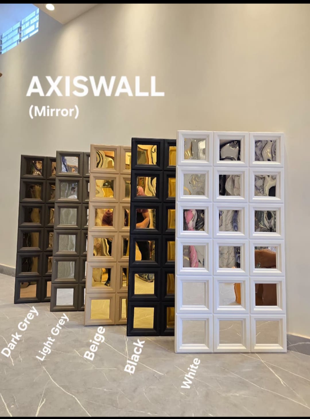 #AxisWall Mirror 103 – 40mm PU Stone Finish Panels - Size 2x4ft- 5 color options