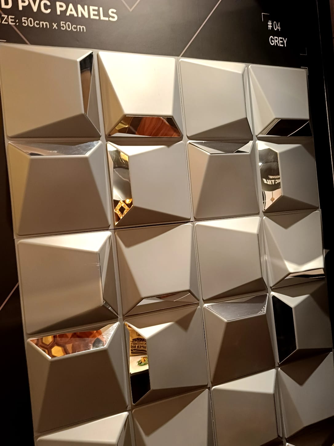 #04 Mosaic 3D PVC Mirror Panel - 5 colors option - (Size 50*50cm) - Min 10Pcs