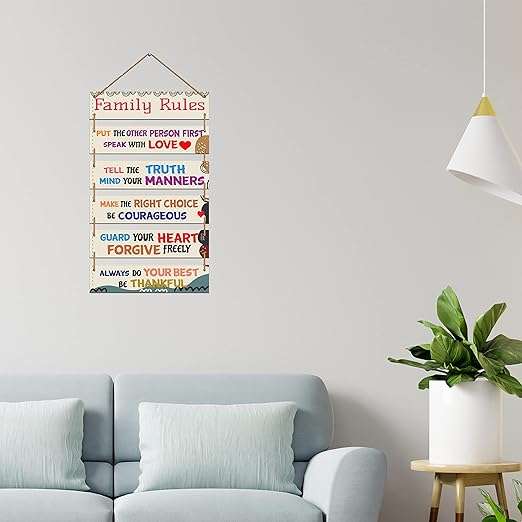 Swastik Trend Point Family Rule Wooden Wall Hanging for Home Decor | Decoration Items for Livingroom | Art Item for Office | Decorative Mdf Wall Hanger Artwork -20 SWASTIK CREATIONS The Trend Point