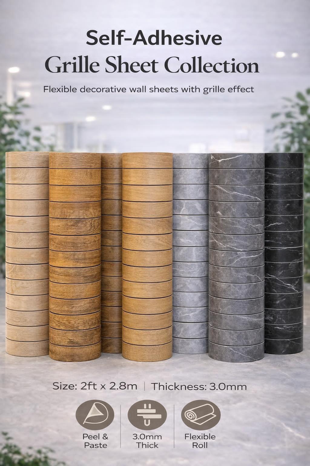 Grille Sheets - Self Adhesive Grille Sheet (Size 2ft * 2.8m) - 10 colors option