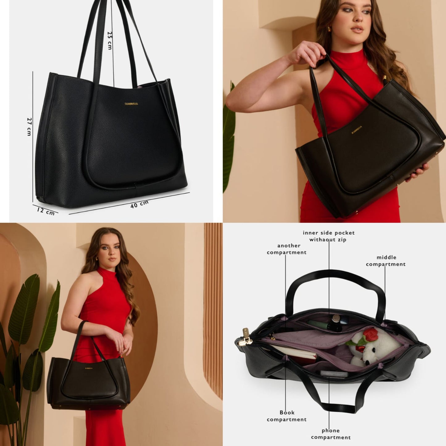 Magnolia Elegant PU Leather Tote Bag SWASTIK CREATIONS The Trend Point