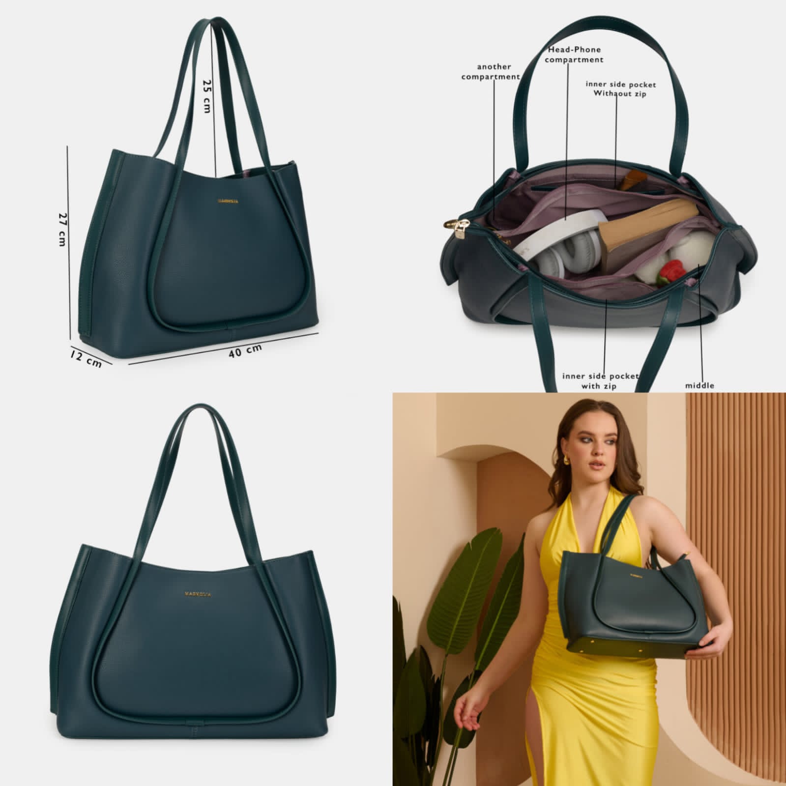Magnolia Elegant PU Leather Tote Bag - 3 colors