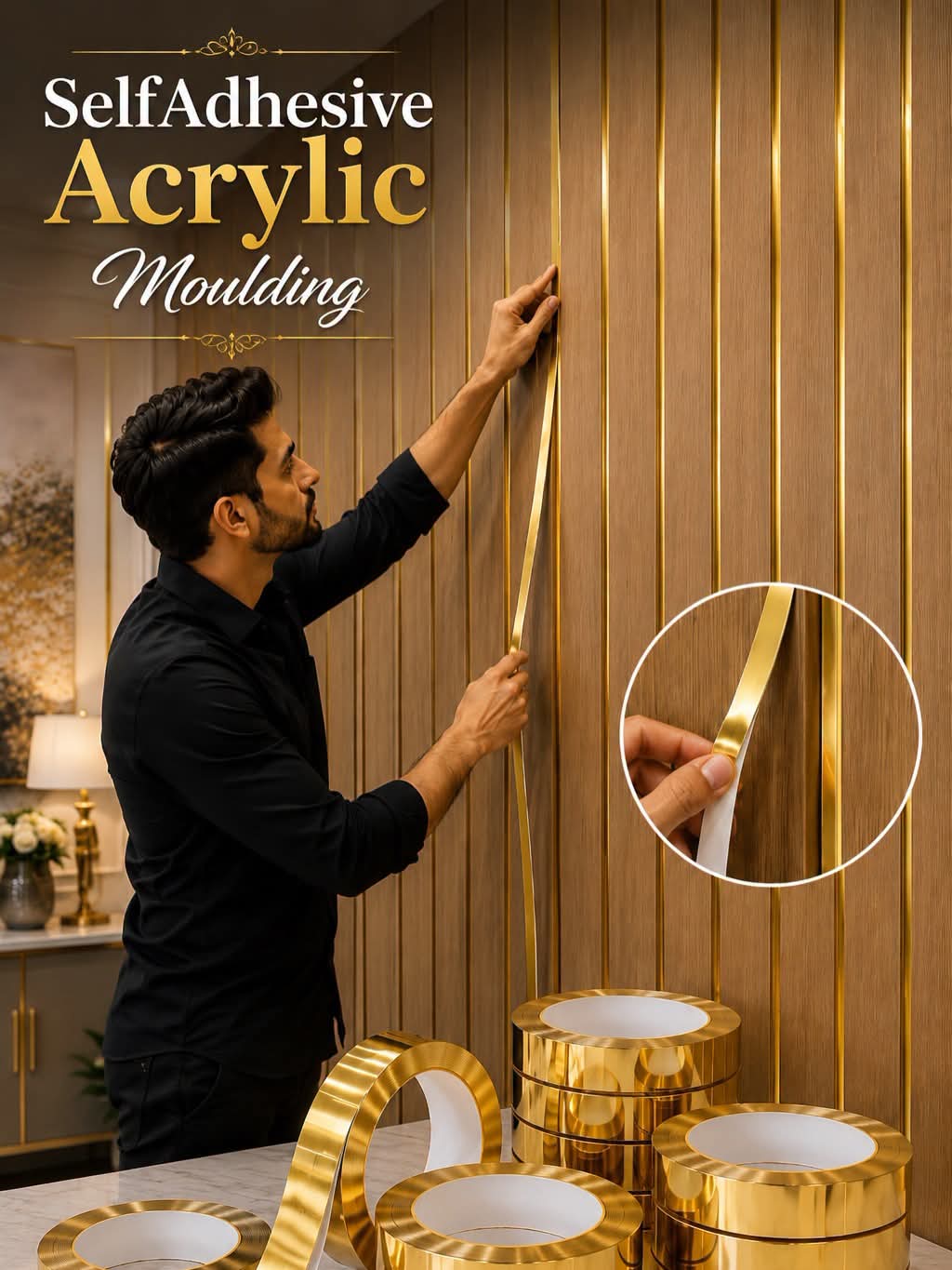 #Profile Tape - Self Adhesive Mirror Profile Acrylic Tape - 2 colors option (Length 8ft)