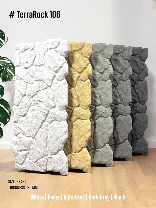 #Terra Rock 106 – 35mm PU Stone Finish Panels - Size 2x4ft - Box of 8pcs - 5 color options