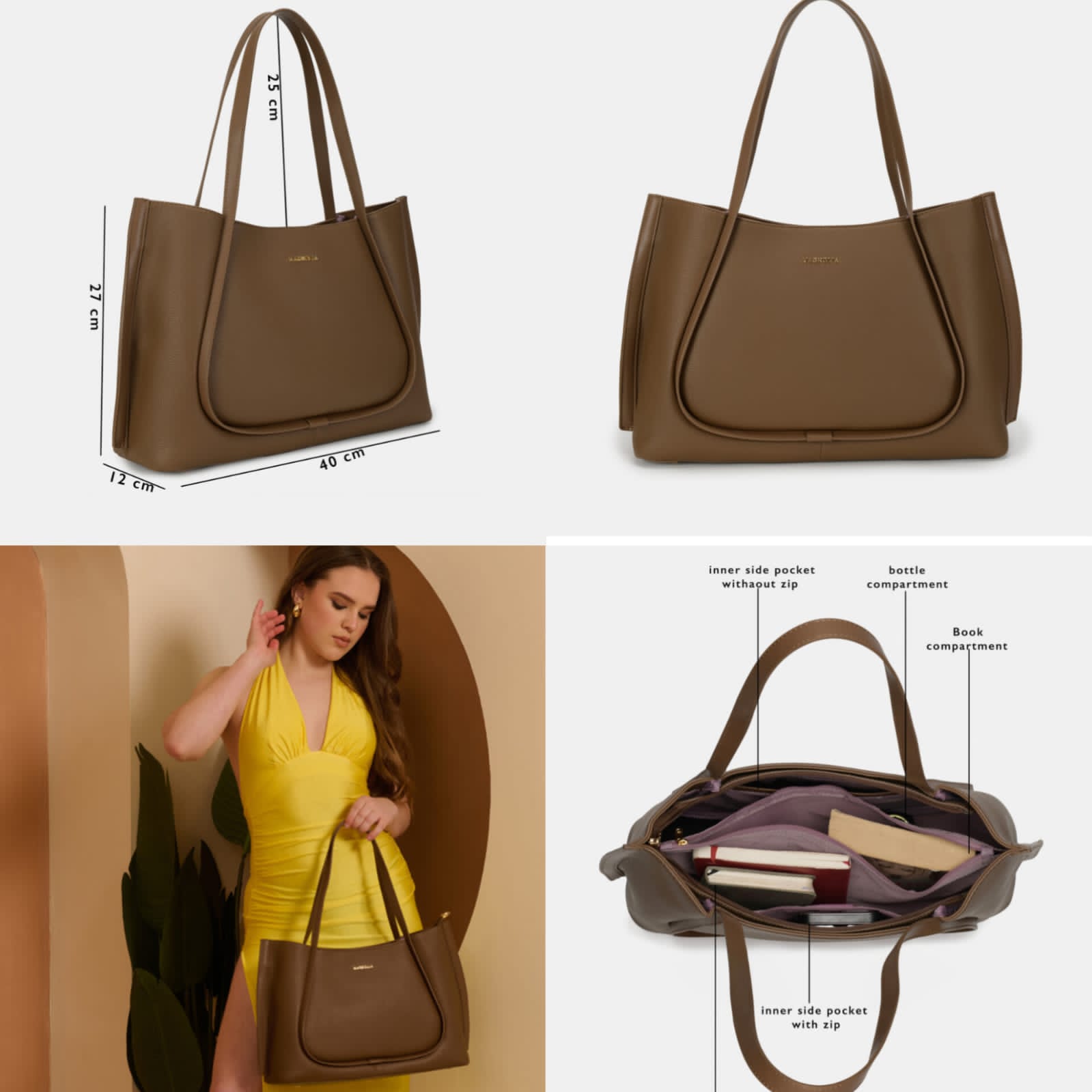 Magnolia Elegant PU Leather Tote Bag - 3 colors