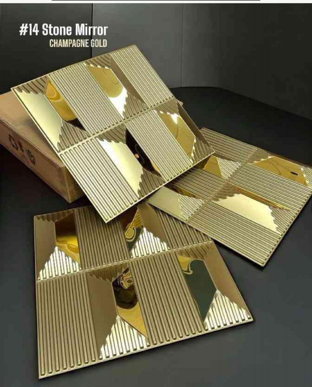#14 Stone - 3D PVC Panel Stone (Mirror) - 4 colors option - (Size 50*50cm) SWASTIK CREATIONS The Trend Point
