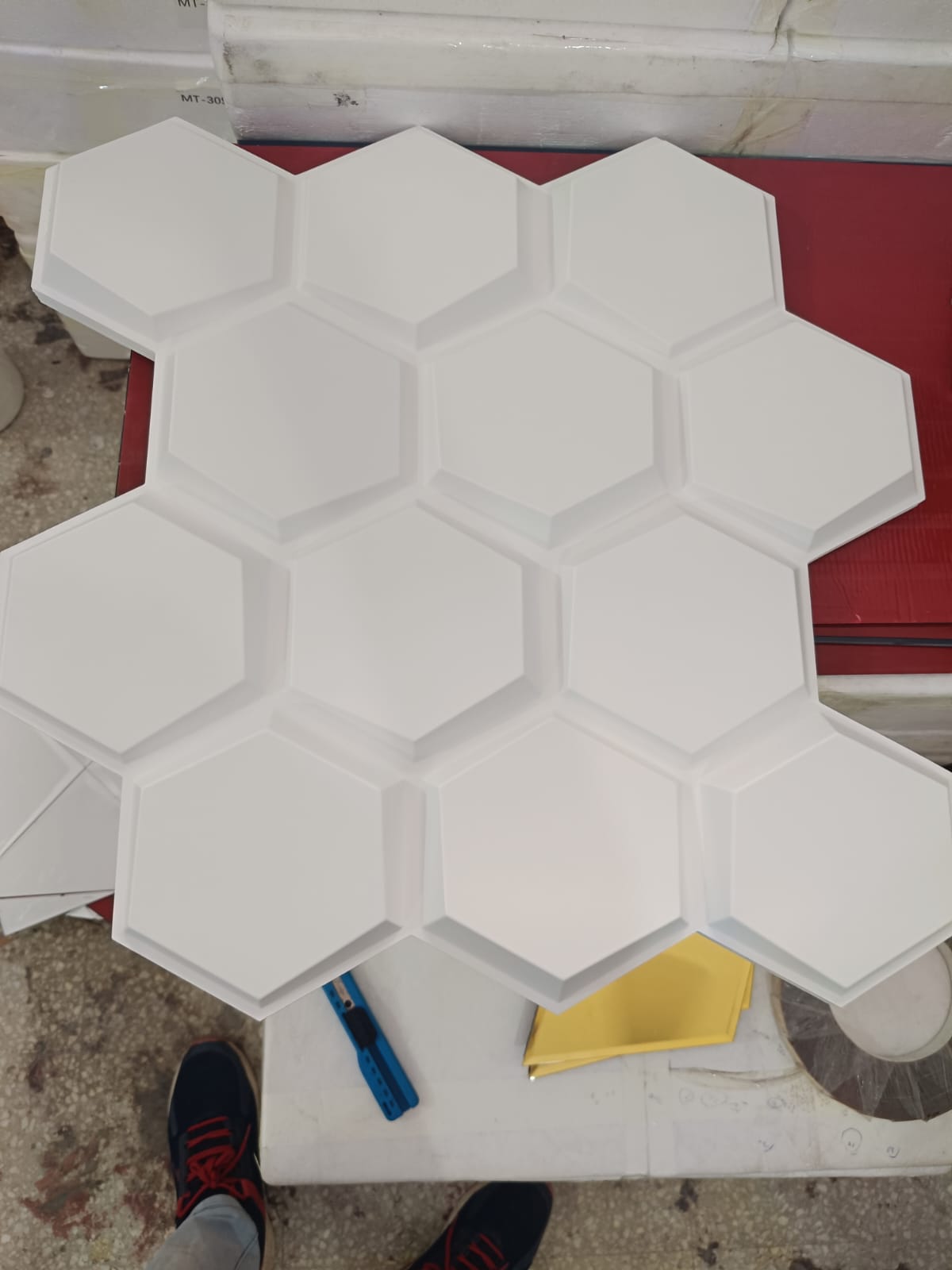 #13 Hexa - Hexagon 3D PVC Wall Panels (Without Mirror) - 3 colors option - (Size 50*50cm)
