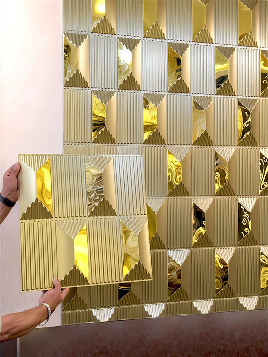 #14 Stone - 3D PVC Panel Stone (Mirror) - 4 colors option - (Size 50*50cm)