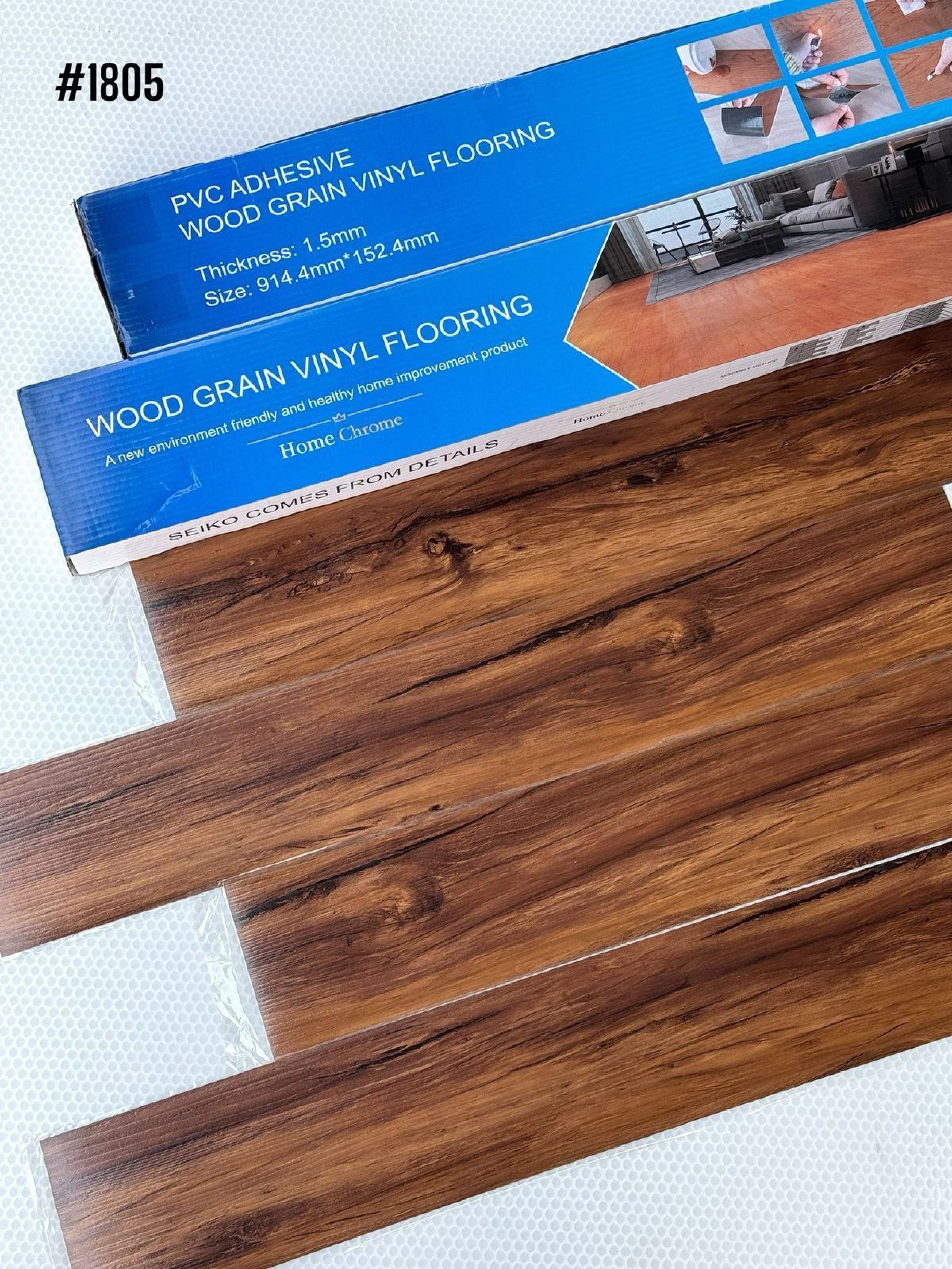 Self-Adhesive LVT PVC Plank Flooring (covers 54sqft per box) (8 colors option)