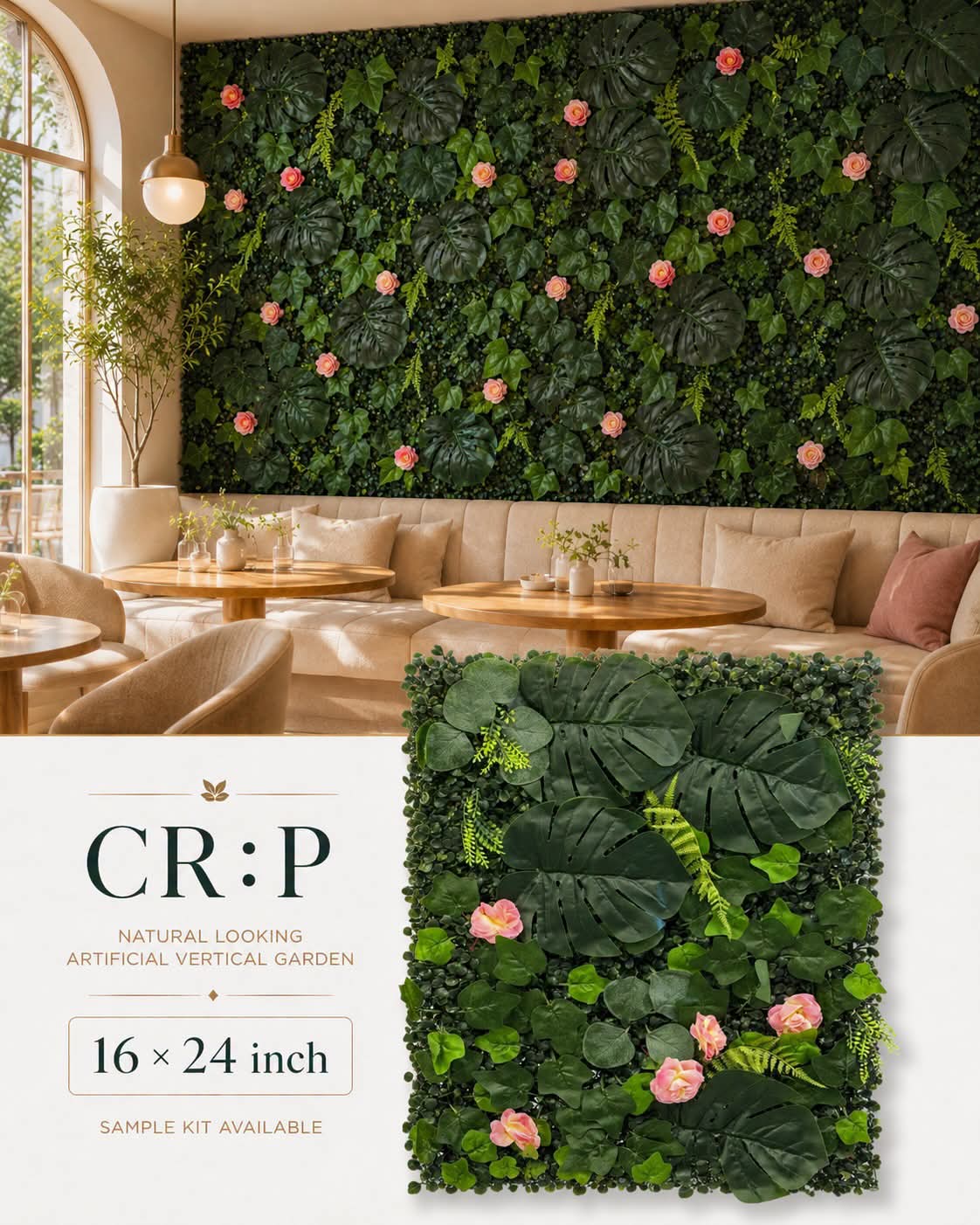 CR-P Artificial Grass Vertical Garden Sheet (Min 10pcs) (Size 16 x 24 Inches)