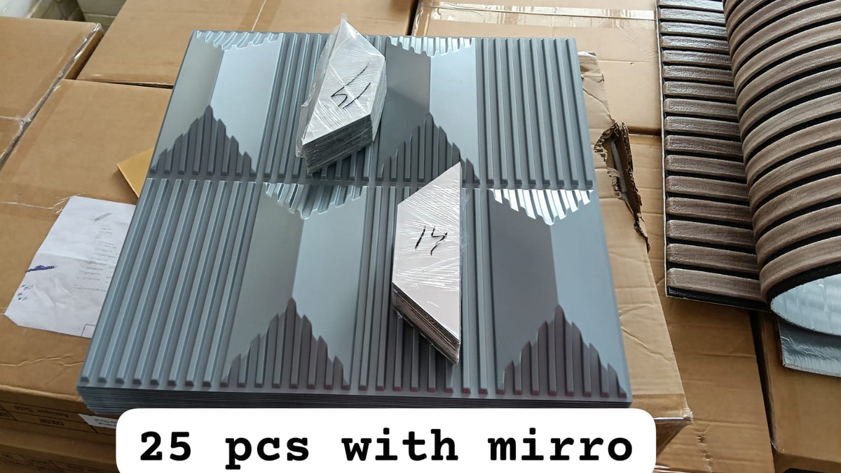 #14 Stone - 3D PVC Panel Stone (Mirror) - 5 colors option - (Size 50*50cm) - Min 10Pcs