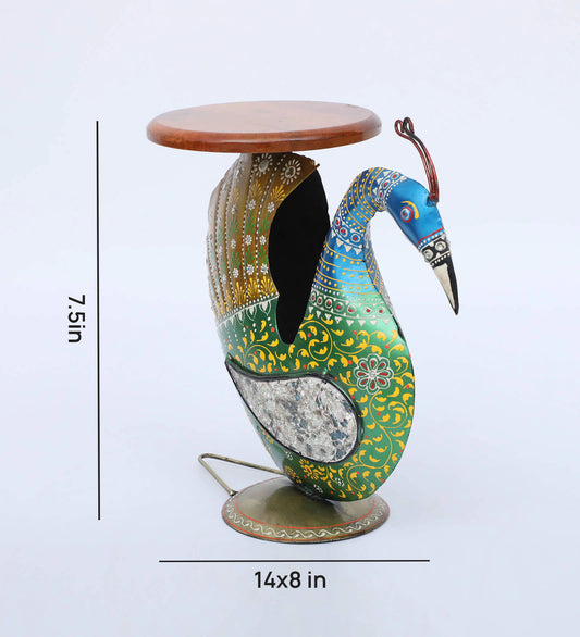 Peacock Stool Multicolour Iron Figurines