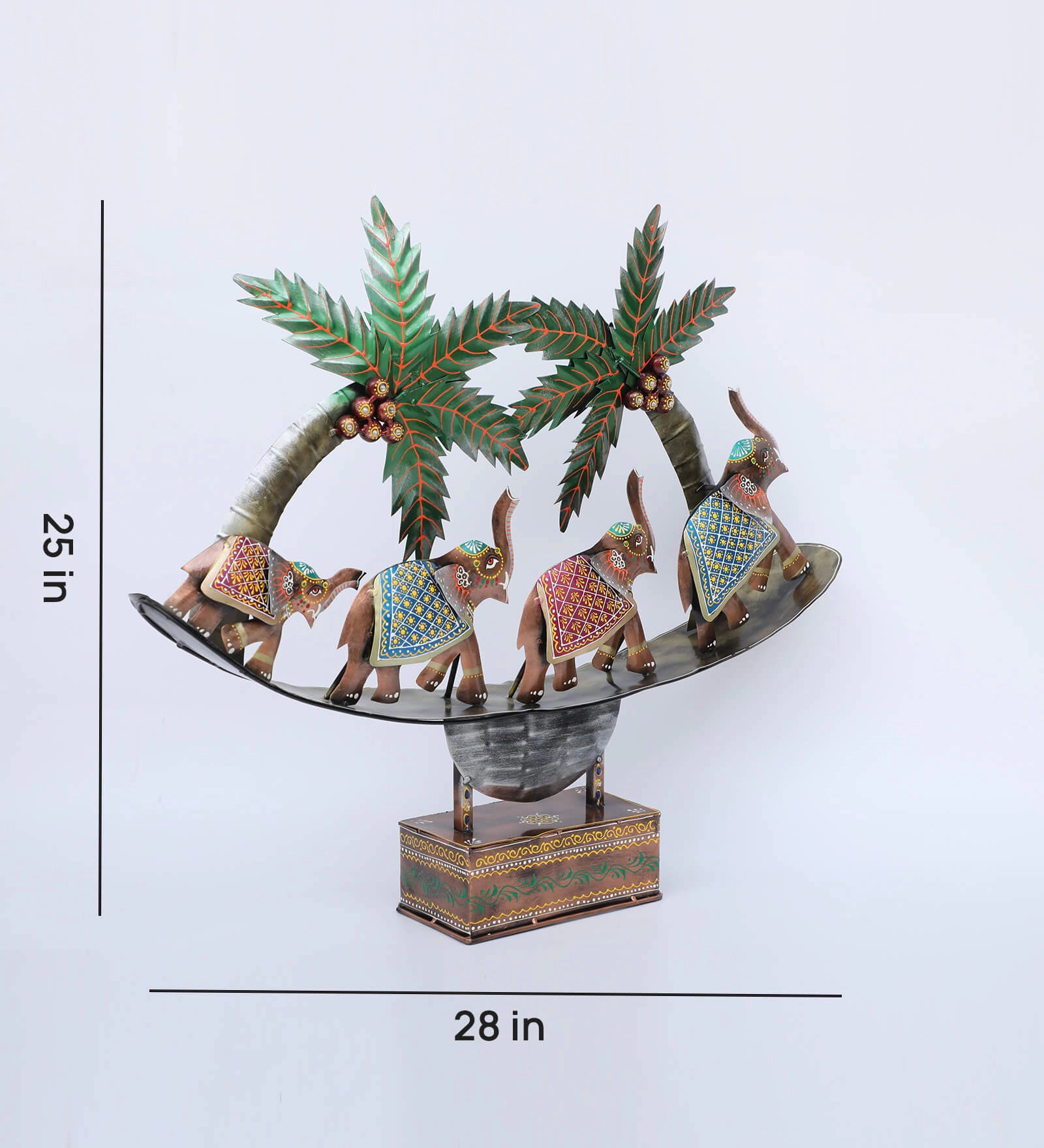 4 Running Elephant Multicolour Iron Figurine