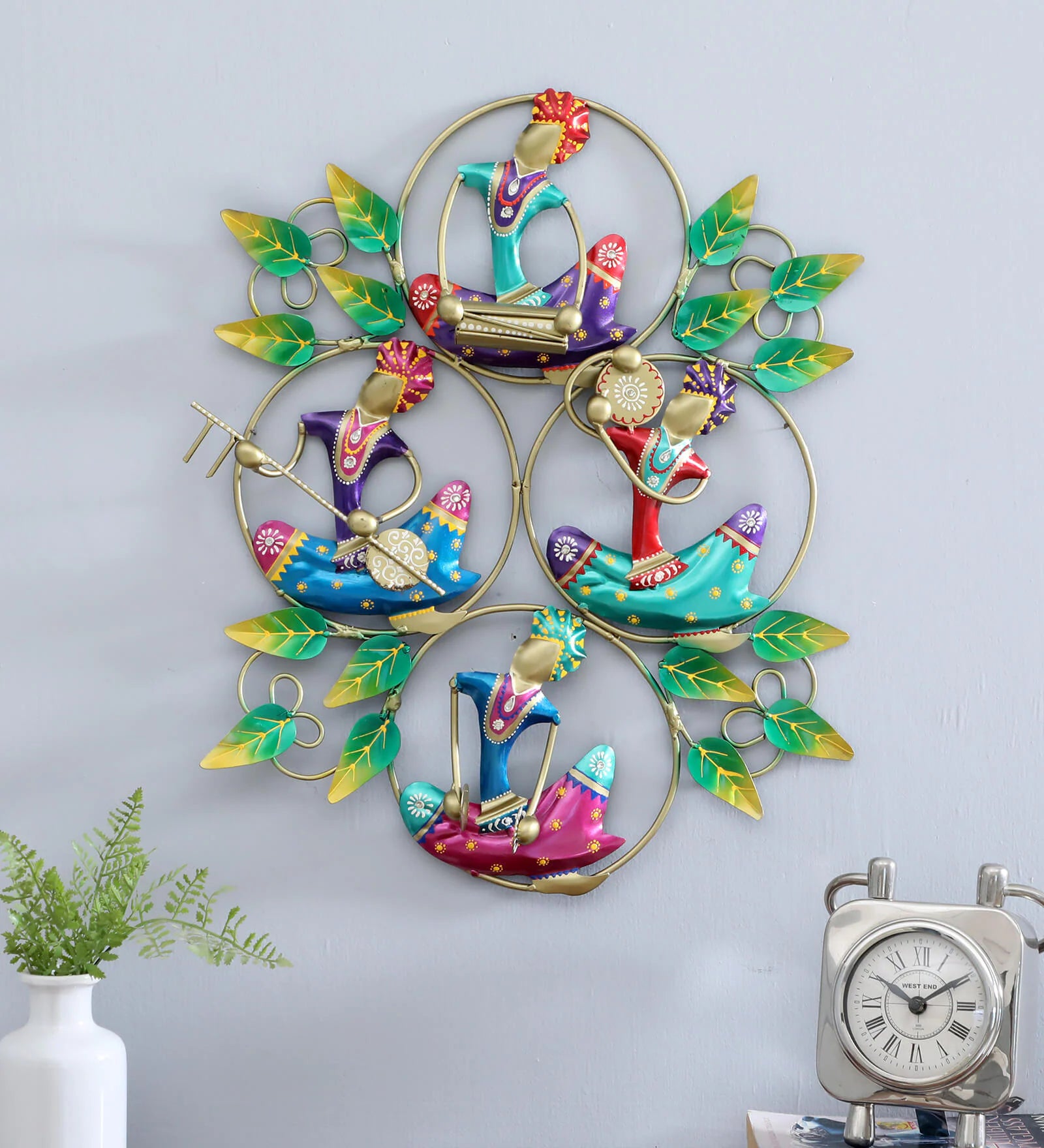 4 Ring Nagpuri Decorative Multicolour Iron Wall Art