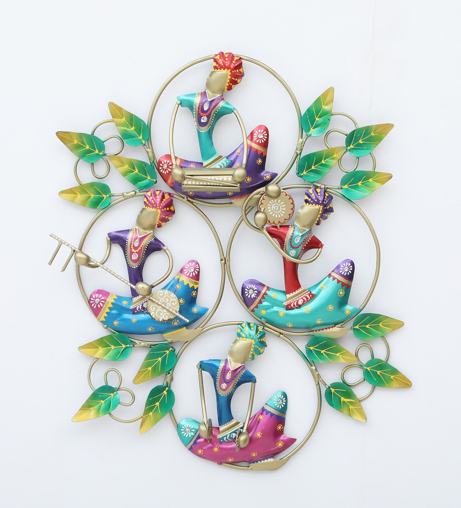 4 Ring Nagpuri Decorative Multicolour Iron Wall Art