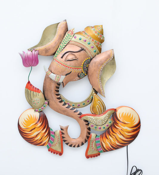 Decorative Ganesh Multicolour Iron Wall Art