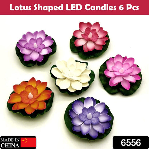 6556 Water Floating Smokeless Candles & Lotus Flowers Sensor Led TeaLight for Outdoor and Indoor Decoration - Pack of 6 Candle Candle (Pack of 6) - SWASTIK CREATIONS The Trend Point