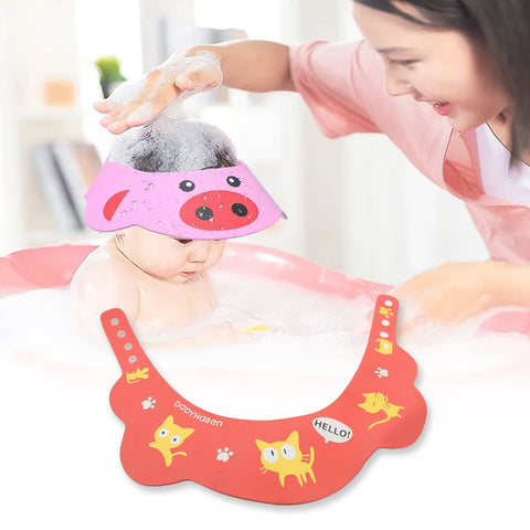6990 Baby Shower Cap Adjustable Silicone Shower Visor Bathing Hat Shampoo Caps Soft Stretchy Safety Bath Hats Protect Eyes Ears for Kids, Baby Bath Cap Shower Protection for Eyes and Ear (1 Pc)