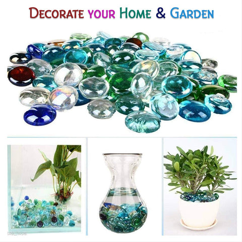 4980 Glass Gem Stone, Flat Round Marbles Pebbles for Vase Fillers, Attractive pebbles for Aquarium Fish Tank. - SWASTIK CREATIONS The Trend Point