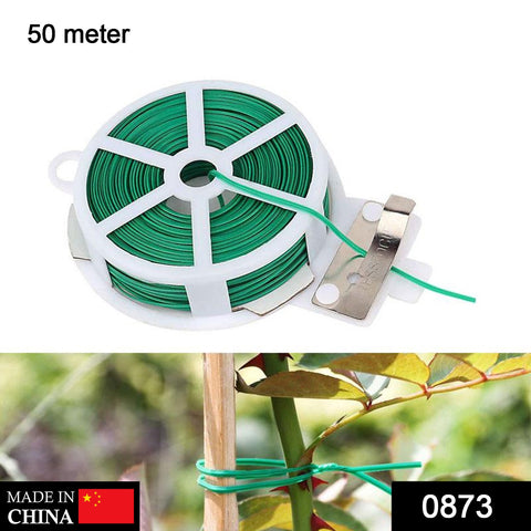 0873 Plastic Twist Tie Wire Spool With Cutter For Garden Yard Plant 50m (Green) - SWASTIK CREATIONS The Trend Point