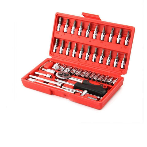 0422 Socket 1/4 Inch Combination Repair Tool Kit (Red, 46 pcs) - SWASTIK CREATIONS The Trend Point