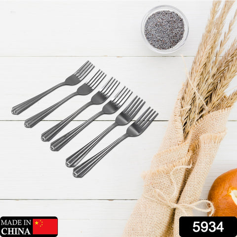 5934 Steel Forks Set of 6 - Fork Set for Home and Kitchen Fork High Quality Premium Fork Set (6 Pc Set )