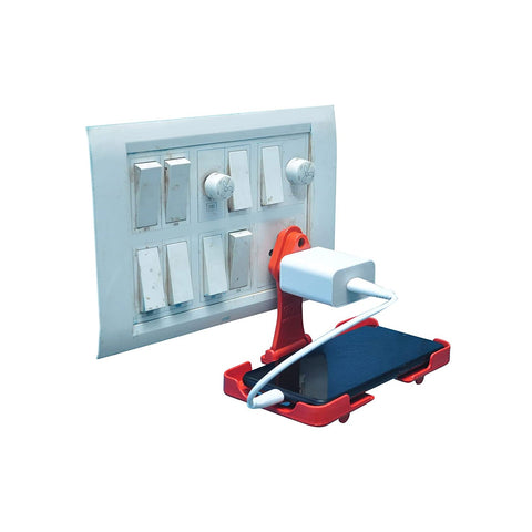 6496 Multi-Purpose Wall Holder Stand for Charging Mobile Just Fit in Socket and Hang (Red) - SWASTIK CREATIONS The Trend Point
