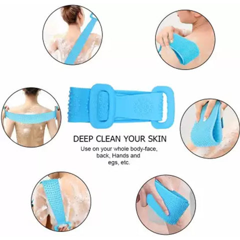 6637 Silicone Body Back Scrubber, Double Side Bathing Brush for Skin Deep Cleaning Massage. - SWASTIK CREATIONS The Trend Point
