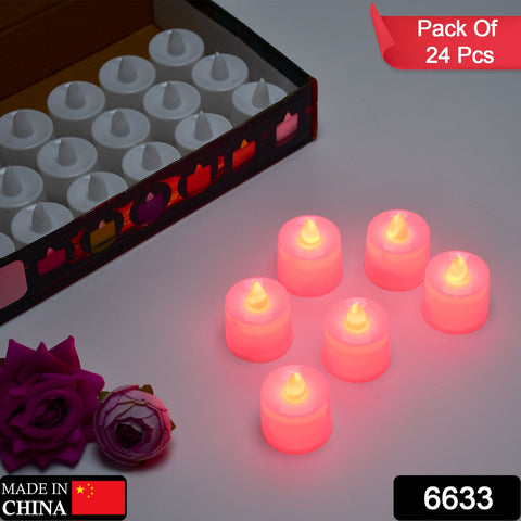 6633 Red Flameless LED Tealights, Smokeless Plastic Decorative Candles - Led Tea Light Candle For Home Decoration (Pack Of 24) - SWASTIK CREATIONS The Trend Point