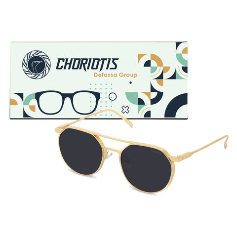 Choriotis-1030 Magnite Round Black-Gold Sunglasses For Men & Women~CT-1030 - SWASTIK CREATIONS The Trend Point