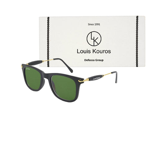 Louis Kouros-2148 Buloster Square Green-Gold Sunglasses For Men & Women~LK-2148 - SWASTIK CREATIONS The Trend Point