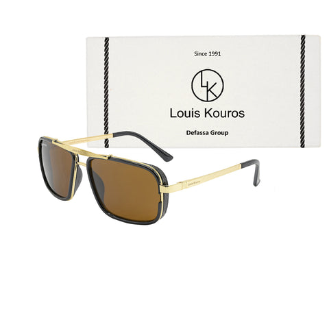 Louis Kouros-4413 Cayenne Square Brown-Gold Sunglasses For Men & Women~LK-4413 - SWASTIK CREATIONS The Trend Point