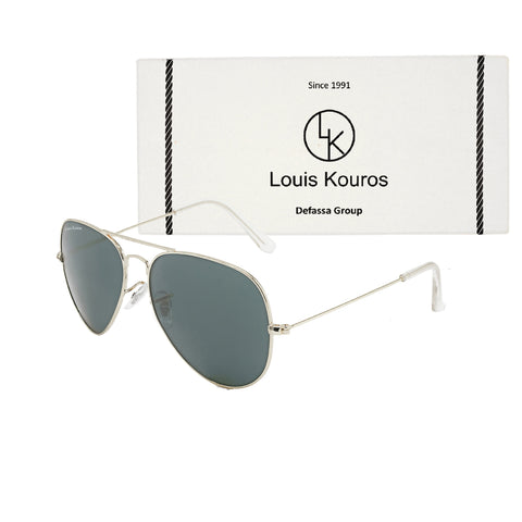 Louis Kouros-3026 Armstoner Aviator Black-Silver Sunglasses For Men & Women~LK-3026 - SWASTIK CREATIONS The Trend Point