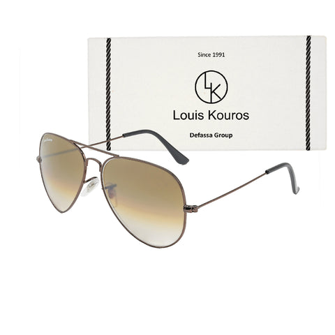 Louis Kouros-3026 Armstoner Aviator Brown-Brown Sunglasses For Men & Women~LK-3026 - SWASTIK CREATIONS The Trend Point